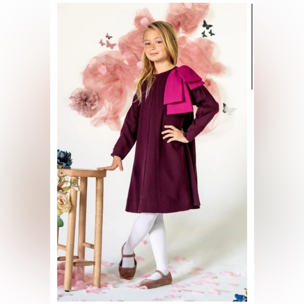 Teela Oversized Bow Dress Girls 16 Maroon Purple Pink | AP576 - Picture 8 of 8